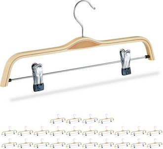 Relaxdays Pack De 25 Perchas Ropa Con Pinzas, Madera Y Metal, Beige, 17 X 37,5 X 2,5 Cm