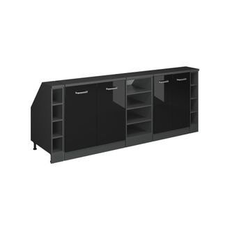 Vicco Armario De Cocina Para Techo Inclinado R-line, Negro Brillo Intenso, 210 Cm Lote De 5 Carcasas De Armario 60 Cm De Profundidad, Vicco
