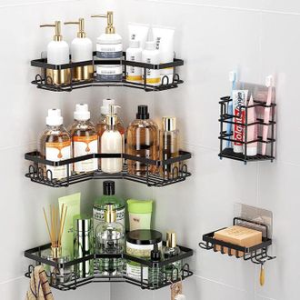 OEM Etagere Douche Angle - Acier Inoxydable Sus 304 - Sans Percage - Pour Salle De Bain Et Cuisine - 3 Pieces