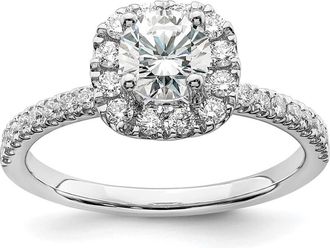 Diamond2Deal 14k White Gold 1 Ct Lab Grown Diamond Halo Engagement Ring