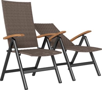 OUTSUNNY Outdoor Folding Dining Chair - Dining Chair - Brown | TJ Hughes