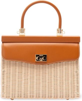 Rodo Wicker And Leather Medium Handbag
