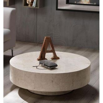 Stones Round 1 - Tavolino (85 x 85 x 28h) in Pietra fossile beige