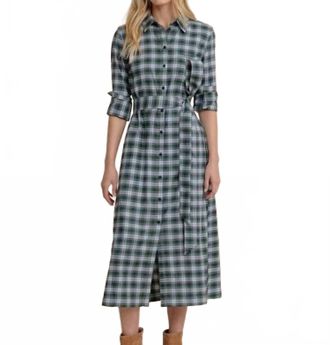 Southern Tide Trista Gordan Tartan Shirt Dress In Salt Meadow