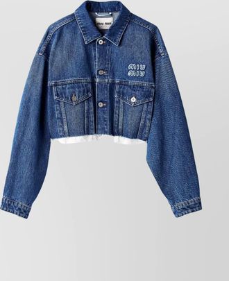 Miu Miu cropped denim blouson featuring chest pockets