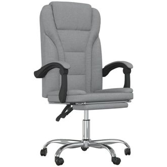 vidaXL Furniture Limited - Silla De Oficina Reclinable De Tela Gris