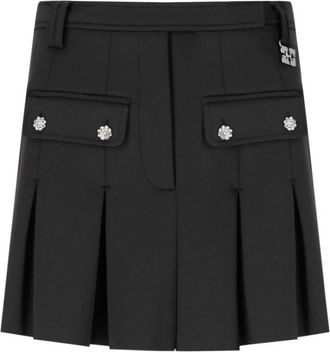Ganni Sprankelende Geplooide Minirok - Dames - Korte rokken - Zwart - XS - Rokken