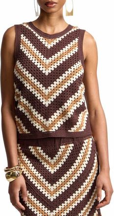 Avec Les Filles Chevron Crochet Sleeveless Top in Brown Multi at Nordstrom, Size X-Small