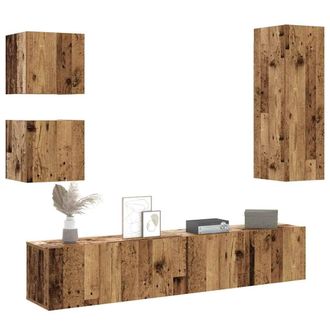 Berkfield Home 5 Piece TV Cabinet Set Wall-mounted Old Wood Engineered Wood in Brown