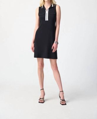 Joseph Ribkoff Sleeveless Shift Dress In Black/vanilla