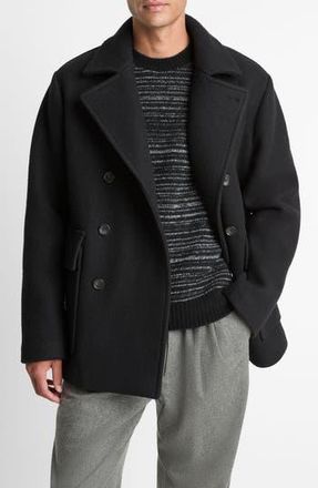 Vince Wool Blend Peacoat in Black at Nordstrom Rack, Size Large