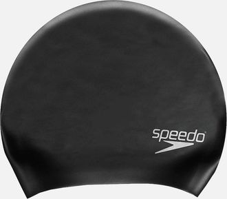Speedo Unisex Adult Long Hair Silicone Swim Cap - Black - Size: ONE size