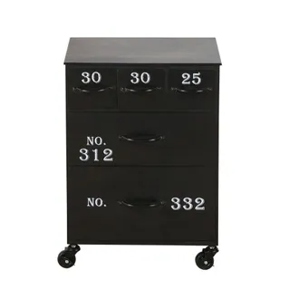 Maisons du monde Mesa auxiliar con ruedas de metal negro con 5 cajones