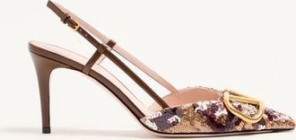 Valentino Garavani VLogo Signature Slingback D&eacute;collet&eacute; With Animalier Embroidery 80Mm Wo