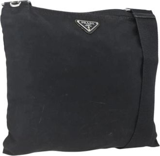 Prada Pre-owned Cross Body Bags, female, Black, Size: ONE SIZE Pre-owned Nylon Cross Body Bag