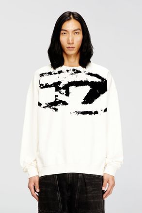 Diesel Sweatshirt with distressed flocked logo - Sweaters - Man - Multicolor