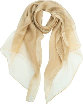 World of Shawls New Sheer Textured Two-Tone with Shimmer Border Scarf Scarves Wrap Stole (Beige)