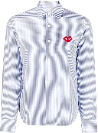 Comme Des Garçons signature heart-patch shirt - women - Cotton - M - Blue