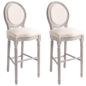 vidaXL Vidaxl Sgabelli Da Bar 2 Pz Bianco Lino In Tessuto