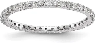 Diamond2Deal 14k White Gold Polished Shared Prong 1/2 Ct Diamond Eternity Band Ring