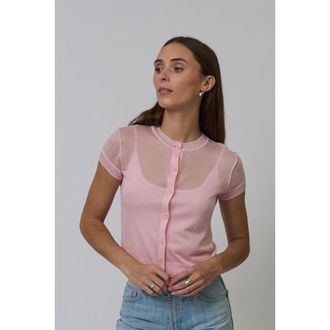 Central Park West Serena Sheer Cardi With Cami in Baby Pink at Nordstrom, Size X-Small