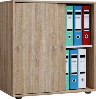 ebuy24 Armario De Oficina Vcm Con 2 Compartimentos Armario De Archivo Moderno Con Puertas Correderas Dimensiones Aprox. An. 70 X Al. 73 X T. 37 Cm - Comparti