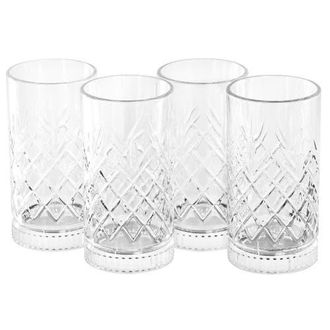 Gibson Home 4 Piece 16 Ounce Diamond Embossed Glass Tumbler Set in Clear at Nordstrom