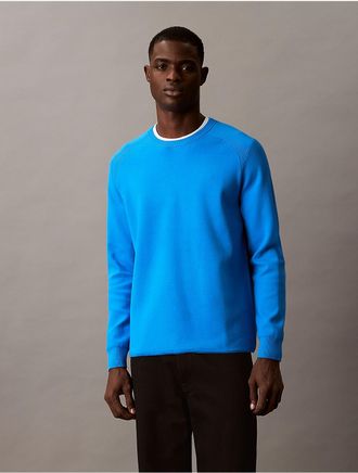 Calvin Klein Mens Tech Knit Crewneck Sweater - Blue - 2XL