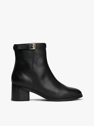 Tommy Hilfiger Leather TH Monogram Buckle Ankle Boots