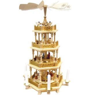 Alexander Taron 16722 - Richard Glaesser Pyramid - 4 tiers - Nativity Scene. Wise Men, Shepherds and Angels - 21H x 12.5W x 12.5D