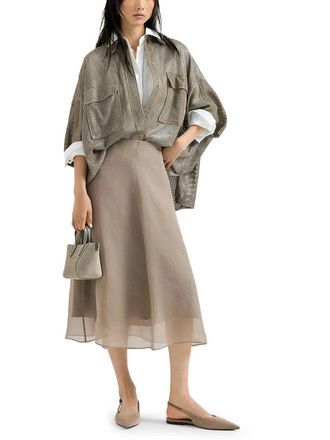 Brunello Cucinelli Crispy Silk Circle Skirt - Beige