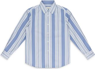 Aimé Leon Dore BLUE PRINTED STRIPE BUTTON-DOWN SHIRT