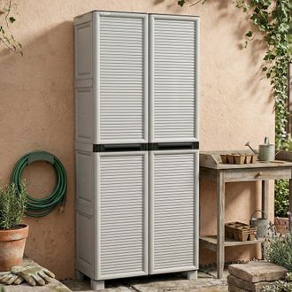 Dmora Armario Exterior O Interior, Polipropileno De 3 Puertas De 2 Puertas, 100% Made In Italy, 70x39h172 Cm, Color Gris Claro - Dmora