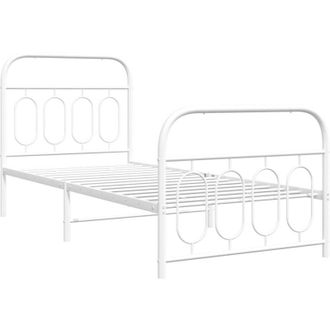 vidaXL Estructura Cama Sin Colch&oacute;n Con Estribo Metal Blanco 90x190 Cm Vidaxl
