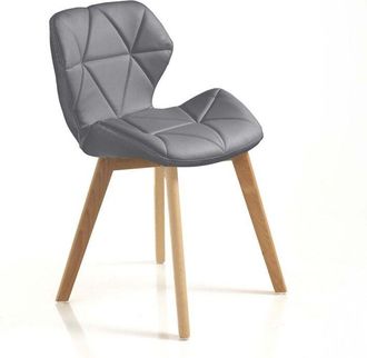 Oresteluchetta Juego De 2 Sillas De Dise&ntilde;o En Madera Y Piel Sint&eacute;tica Para Cocina Spark - Gris