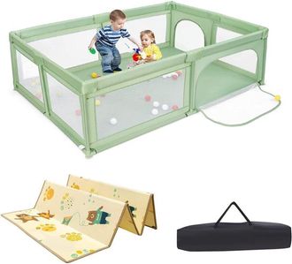Costway Costway - Parque Infantil Bebe, Parque Para Beb&eacute;s Y Ni&ntilde;os, Centro Actividad Estable Y At&oacute;xico, Parque Antica&iacute;da Con Pelotas, Red Transpirable Y Cremal