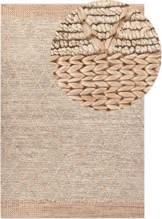 Beliani Beliani - Hand Woven Jute Area Rug Geometric Pattern Boho Rustic 200 x 300 cm Green and Beige Tellikaya