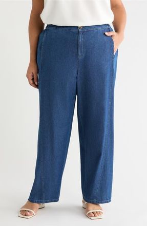Anne Klein Curved Seam Ankle Jeans in Aries Wash at Nordstrom, Size 24W