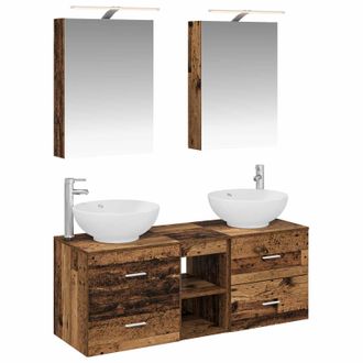 vidaXL Juego De Muebles De Ba&ntilde;o 5 Pcs Madera Envejecida Vidaxl
