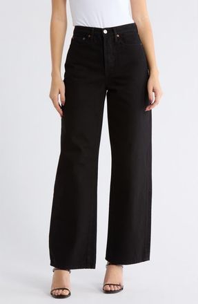 Buck Mason Jet Set High Waist Wide Leg Jeans in Black at Nordstrom Rack, Size 30