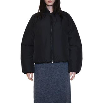 Mango Insulated Bomber Jacket in Black at Nordstrom, Size Medium