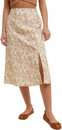Wishlist Floral Cotton Midi Skirt in Cream/Camel at Nordstrom Rack, Size Medium