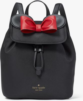 Kate Spade New York Womens Disney X New York Minnie Mouse Faille 3D Backpack - Black Leather - One Size