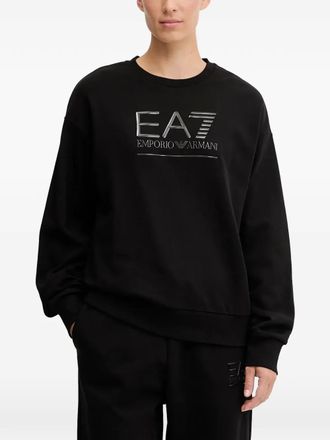 Emporio Armani crew-neck sweatshirt - women - Cotton/Polyester - M - Black
