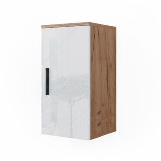 Vicco Armario De Ba&ntilde;o Irma, Blanco Brillo Intenso/roble Dorado, 30 X 59 Cm Con Estante