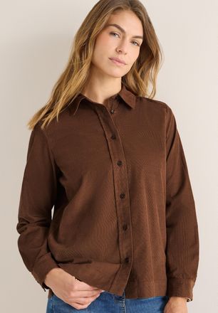 Cecil Langarmbluse CECIL, Damen, Gr. XL (44), mocha caramel, Cord, Obermaterial: 100% Baumwolle, unifarben, regular fit h&uuml;ftbedeckend, Rundhals, Manschette,