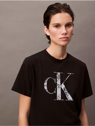 Calvin Klein Jeans Calvin Klein Womens Classic Printed Monogram Logo Tee - Black - XS