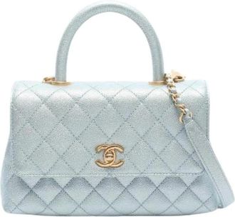 Chanel Pre-owned Coco Handle Caviar Skin Handbag - Dames - Vintage Handtas - Blauw - ONE Size - Leer - Vintage
