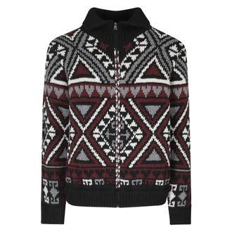 Roberto Collina Cardigan in lana e cashmere con zip e jacquard geometrico - - Knitwear - Uomo - Rosso - M