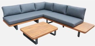 Sweeek Conjunto De Jard&iacute;n De Esquina De Madera De Acacia Y Aluminio Para 5 Personas